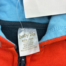 Load image into Gallery viewer, Boys Baby Biz, fleece lined zip hoodie / sweater, NEW, size 000,  