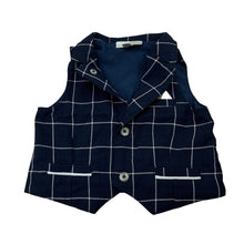Load image into Gallery viewer, Boys Miniclasix, navy check waistcoat / vest, GUC, size 6 months,  