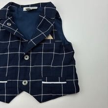 Load image into Gallery viewer, Boys Miniclasix, navy check waistcoat / vest, GUC, size 6 months,  
