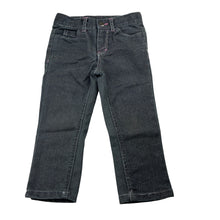 Load image into Gallery viewer, Girls Cherokee, grey stretch denim jeans, silver glitter, adjustable, Inside leg: 30cm, FUC, size 2,  