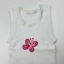 Load image into Gallery viewer, Girls Tiny Little Wonders, white ribbed cotton singlet top, EUC, size 000,  