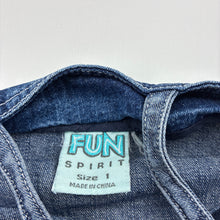 Load image into Gallery viewer, Girls Fun Spirit, vintage blue denim embroidered dress, GUC, size 1, L: 43cm