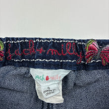 Load image into Gallery viewer, Girls Jack &amp; Milly, embroidered stretch denim pants, elasticated, GUC, size 0,  
