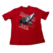 Load image into Gallery viewer, Boys Tilt, red short sleeve rashie / swim top, shark, EUC, size 0,  
