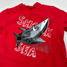 Load image into Gallery viewer, Boys Tilt, red short sleeve rashie / swim top, shark, EUC, size 0,  