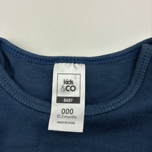 Load image into Gallery viewer, Boys Kids &amp; Co, blue cotton long sleeve bodysuit / romper, GUC, size 000,  