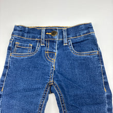 Load image into Gallery viewer, Girls H&amp;T, blue stretch denim jeans, adjustable, Inside leg: 27cm, EUC, size 1,  
