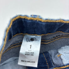 Load image into Gallery viewer, Girls H&amp;T, blue stretch denim jeans, adjustable, Inside leg: 27cm, EUC, size 1,  