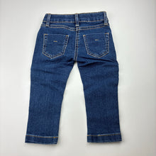 Load image into Gallery viewer, Girls H&amp;T, blue stretch denim jeans, adjustable, Inside leg: 27cm, EUC, size 1,  