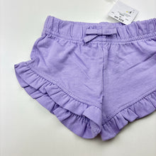 Load image into Gallery viewer, Girls Kids &amp; Co, purple soft cotton shorts, elasticated, NEW, size 000,  