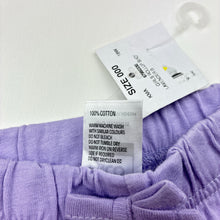 Load image into Gallery viewer, Girls Kids &amp; Co, purple soft cotton shorts, elasticated, NEW, size 000,  
