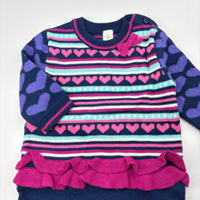 Load image into Gallery viewer, Girls Dymples, knitted cotton long sleeve dress, GUC, size 00, L: 35cm