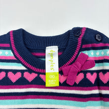 Load image into Gallery viewer, Girls Dymples, knitted cotton long sleeve dress, GUC, size 00, L: 35cm