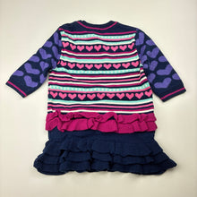 Load image into Gallery viewer, Girls Dymples, knitted cotton long sleeve dress, GUC, size 00, L: 35cm
