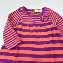 Load image into Gallery viewer, Girls Pumpkin Patch, soft stretchy striped long sleeve dress, wash fade, FUC, size 00, L: 38cm
