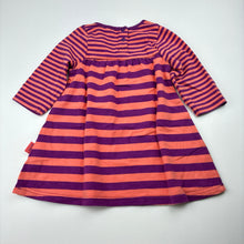 Load image into Gallery viewer, Girls Pumpkin Patch, soft stretchy striped long sleeve dress, wash fade, FUC, size 00, L: 38cm