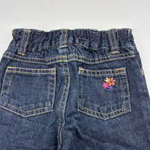 Load image into Gallery viewer, Girls Carter's, dark denim embroidered jeans, elasticated, GUC, size 12 months,  