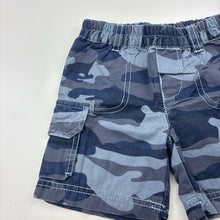 Load image into Gallery viewer, Boys Target, blue cotton camo print cargo shorts, elasticated, GUC, size 00,  