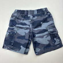 Load image into Gallery viewer, Boys Target, blue cotton camo print cargo shorts, elasticated, GUC, size 00,  