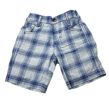 Load image into Gallery viewer, Boys Target, blue check cotton shorts, elasticated, EUC, size 00,  