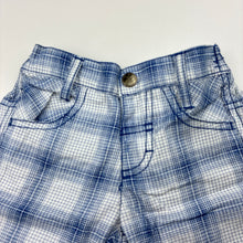 Load image into Gallery viewer, Boys Target, blue check cotton shorts, elasticated, EUC, size 00,  