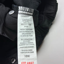 Load image into Gallery viewer, Girls Petit Lem, black shiny stretch cotton pants, elasticated, Inside leg: 31cm, EUC, size 1-2,  