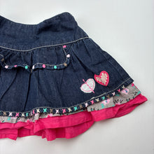 Load image into Gallery viewer, Girls Target, tiered denim cotton skirt, elasticated, GUC, size 00,  