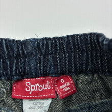 Load image into Gallery viewer, Girls Sprout, dark denim shorts, elasticated, Inside leg: 15cm, GUC, size 0,  