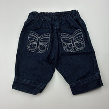 Load image into Gallery viewer, Girls Sprout, dark denim shorts, elasticated, Inside leg: 15cm, GUC, size 0,  