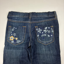 Load image into Gallery viewer, Girls Mother Care, embroidered stretch denim jeans, adjustable, Inside leg: 28cm, EUC, size 1,  