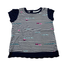 Load image into Gallery viewer, Girls Early Days, navy &amp; white stripe cotton t-shirt / top, GUC, size 00,  