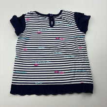 Load image into Gallery viewer, Girls Early Days, navy &amp; white stripe cotton t-shirt / top, GUC, size 00,  