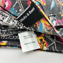 Load image into Gallery viewer, Womens Ziggy Denim, stretch denim floral shorts, sticks &amp; bones, W: 33cm across, GUC, size 26,  
