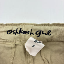 Load image into Gallery viewer, Girls Osh Kosh, beige cotton pants, adjustable, Inside leg: 55cm, GUC, size 8,  