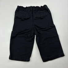Load image into Gallery viewer, Boys purebaby, black organic cotton pants, elasticated, GUC, size 00,  