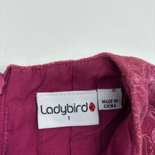 Load image into Gallery viewer, Girls Ladybird, vintage velour cotton bubble dress, FUC, size 1, L: 44cm