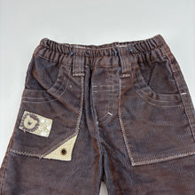 Load image into Gallery viewer, Boys Sprout, brown / blue corduroy pants, elasticated, EUC, size 00,  