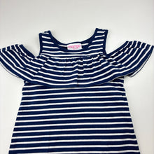 Load image into Gallery viewer, Girls Mango, blue &amp; white stripe soft stretchy dress, EUC, size 4, L: 54cm