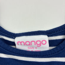 Load image into Gallery viewer, Girls Mango, blue &amp; white stripe soft stretchy dress, EUC, size 4, L: 54cm