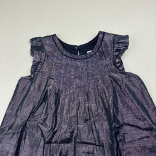 Load image into Gallery viewer, Girls Target, lined blue metallic party dress, EUC, size 1, L: 45cm