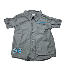 Load image into Gallery viewer, Boys Tiny Little Wonders, grey cotton short sleeve shirt, GUC, size 0,  
