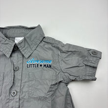 Load image into Gallery viewer, Boys Tiny Little Wonders, grey cotton short sleeve shirt, GUC, size 0,  