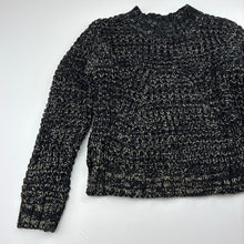 Load image into Gallery viewer, Girls Tilii, black &amp; gold knitted sweater / jumper, GUC, size 8,  