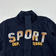 Load image into Gallery viewer, Boys Baby Biz, navy fleece lined sweater, poppers, EUC, size 00,  