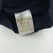 Load image into Gallery viewer, Boys Baby Biz, navy fleece lined sweater, poppers, EUC, size 00,  