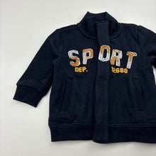 Load image into Gallery viewer, Boys Baby Biz, navy fleece lined sweater, poppers, EUC, size 00,  