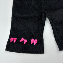 Load image into Gallery viewer, Girls Blue Sky, black cotton corduroy pants / bottoms, elasticated, EUC, size 00,  