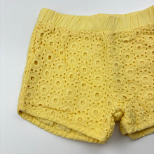 Load image into Gallery viewer, Girls Target, lined broderie cotton shorts,elasticated, EUC, size 00,  