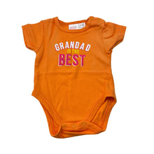 Load image into Gallery viewer, Unisex Ollie's Place, orange cotton bodysuit / romper, grandad, EUC, size 0000,  