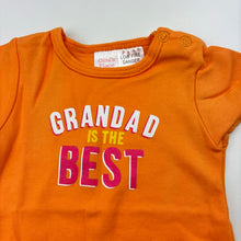 Load image into Gallery viewer, Unisex Ollie's Place, orange cotton bodysuit / romper, grandad, EUC, size 0000,  